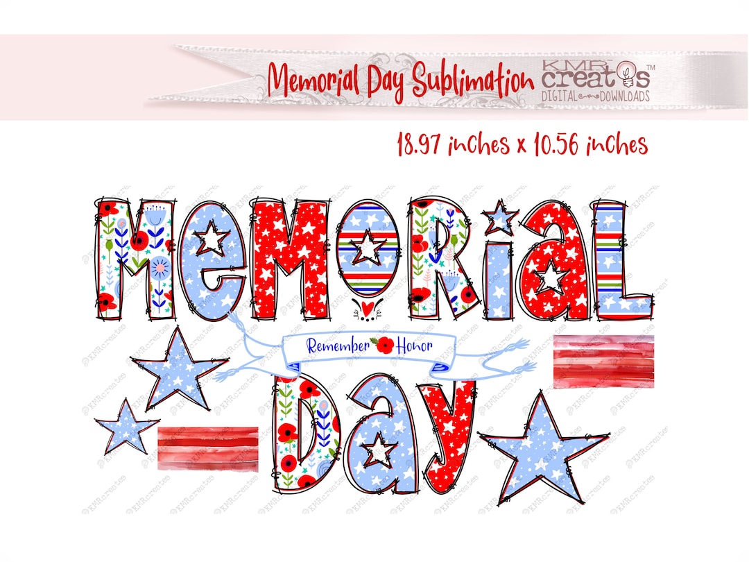 Poppy Memorial Day Sublimation Design, Cute Memorial Poppy, Patriotic ...
