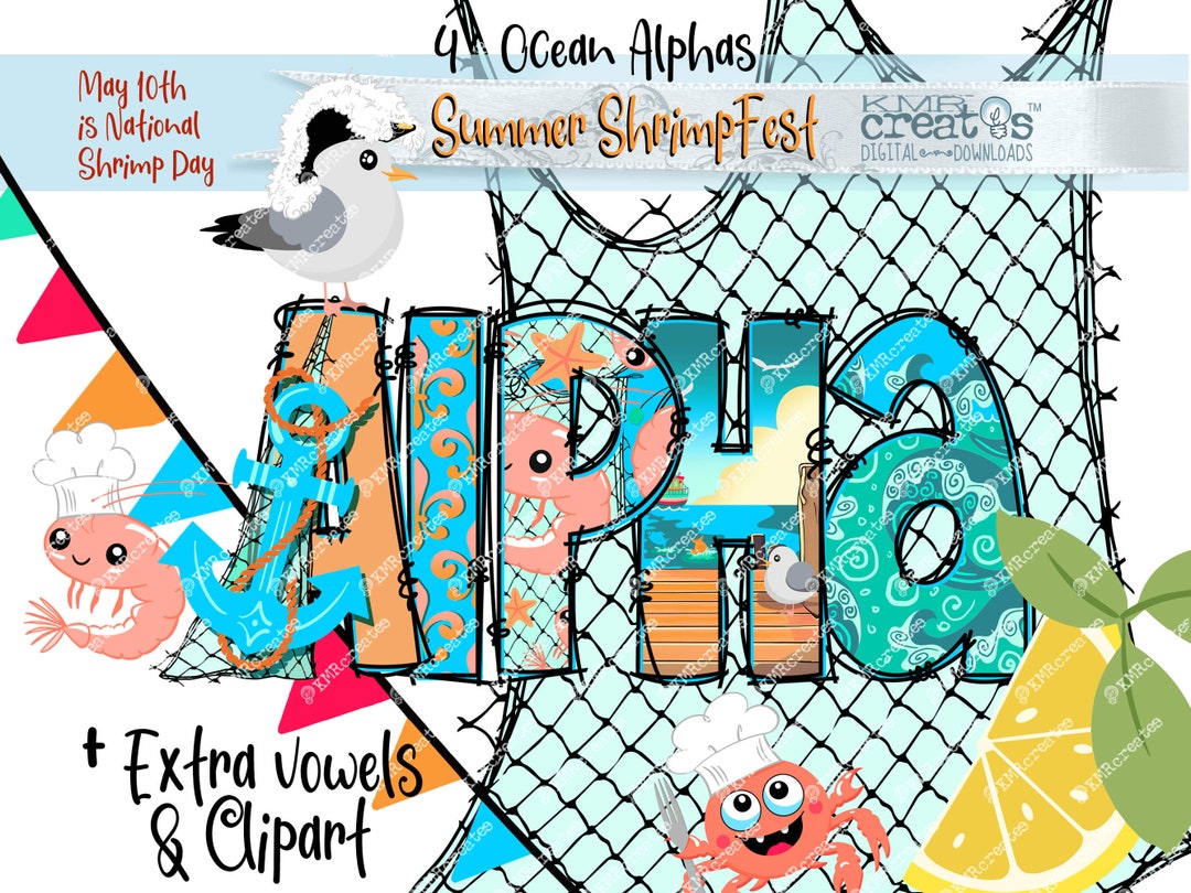Ocean Alphabet Png Shrimp Fest Letters, Fleur De Lis Letters, Shrimp ...
