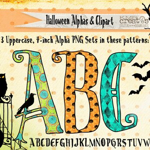 Letras de Halloween, paquete de imágenes prediseñadas PNG, letras doodle PNG, alfabeto de Halloween, fuente de Halloween PNG, diseño de sublimación, clipart de fuente doodle imagen 5