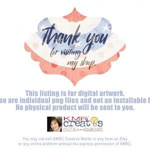 May include: A digital download of a red, white, and blue American flag design with the text "Thank you for visiting my shop." The design is in a vintage style with a watercolor effect.