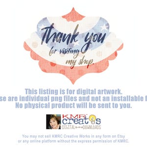 May include: A digital download of a red, white, and blue American flag design with the text "Thank you for visiting my shop." The design is in a vintage style with a watercolor effect.