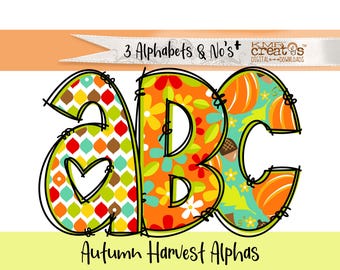 Autumn Thanksgiving Letters: Floral and Pumpkin PNG Clipart (Digital Download)