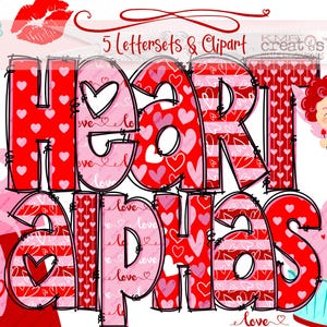 Alfabeto de San Valentín, letras de corazones rojos, imágenes prediseñadas de San Valentín, letras de San Valentín, alfabeto de San Valentín, sublimación de amor png, arte de San Valentín