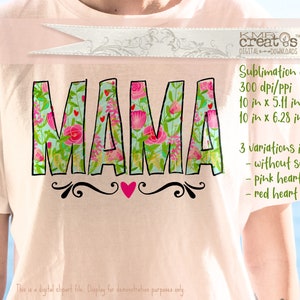 Mama png, design de sublimação, clipart de dia das mães, dia das mães png, floral mama png, letras de doodle de mamãe, coração de flores de mamãe, flor de mamãe