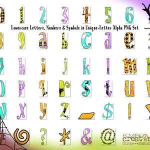 Letras de Halloween, paquete de imágenes prediseñadas PNG, letras doodle PNG, alfabeto de Halloween, fuente de Halloween PNG, diseño de sublimación, clipart de fuente doodle imagen 3
