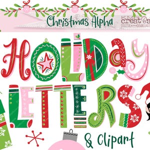 Weihnachten Alphabet, wunderliche Buchstaben, Weihnachtsbriefe, Weihnachtscliparts, Clipart navideños, Weihnachtskritzeleien, Weihnachtspng-Bundle