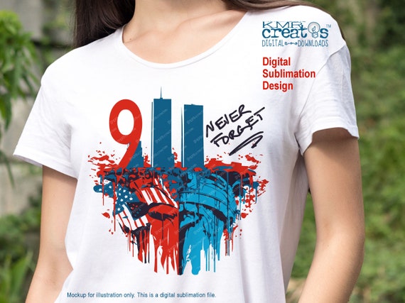 Never Forget 9-11 Sublimation Design, Patriot Day clipart, September 11 png, National Day Service, day of remembrance, patriotic clipart