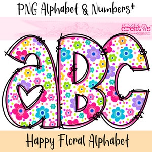 Letras florales, números florales, alfabeto png, lindo alfabeto feliz, letras garabatos alfa, letras de flores png, garabatos florales alfa, primavera verano
