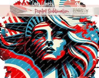 Statue of Liberty, abstract Pop Art png, sublimation design, Lady Liberty clipart, Liberty Statue, Lady Liberty PNG, USA abstract art png
