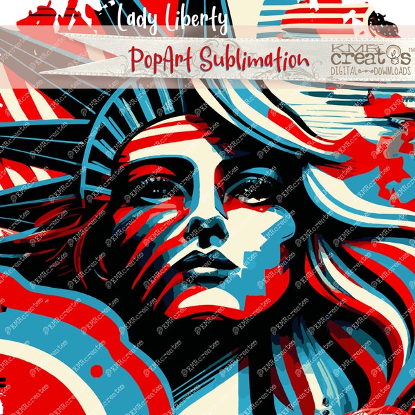 Statue of Liberty, abstract Pop Art png, sublimation design, Lady Liberty clipart, Liberty Statue, Lady Liberty PNG, USA abstract art png