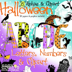 Letras de Halloween, paquete de imágenes prediseñadas PNG, letras doodle PNG, alfabeto de Halloween, fuente de Halloween PNG, diseño de sublimación, clipart de fuente doodle imagen 1