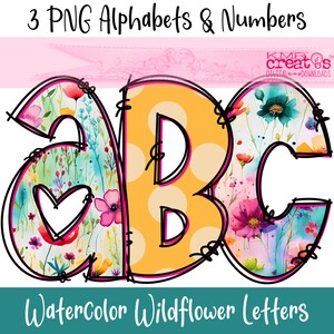 Letras de acuarela del alfabeto de flores silvestres, alfabeto floral, letra floral garabato, letras de boda, letras de Pascua png, alfabeto de Pascua png