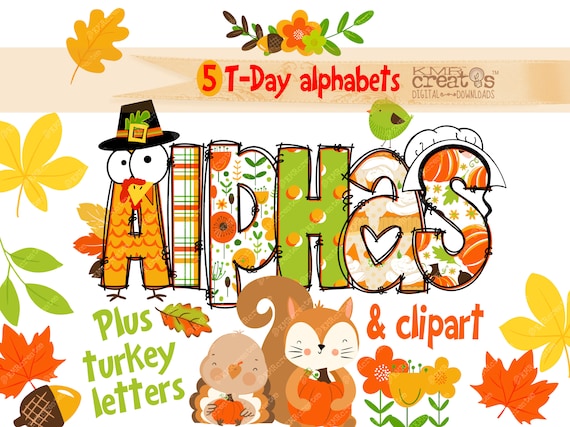 Thanksgiving letters turkey alphabet png, Thanksgiving clipart, fall alpha letters, sublimation design, Thanksgiving alpha, fall alphabet