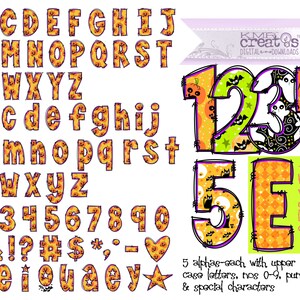 Halloweenbokstäver, Halloween-alfabet, Halloween-clipart, clipartpaket png, doodlebokstäver png, söta svarta barn, Halloween-godispåse bild 3