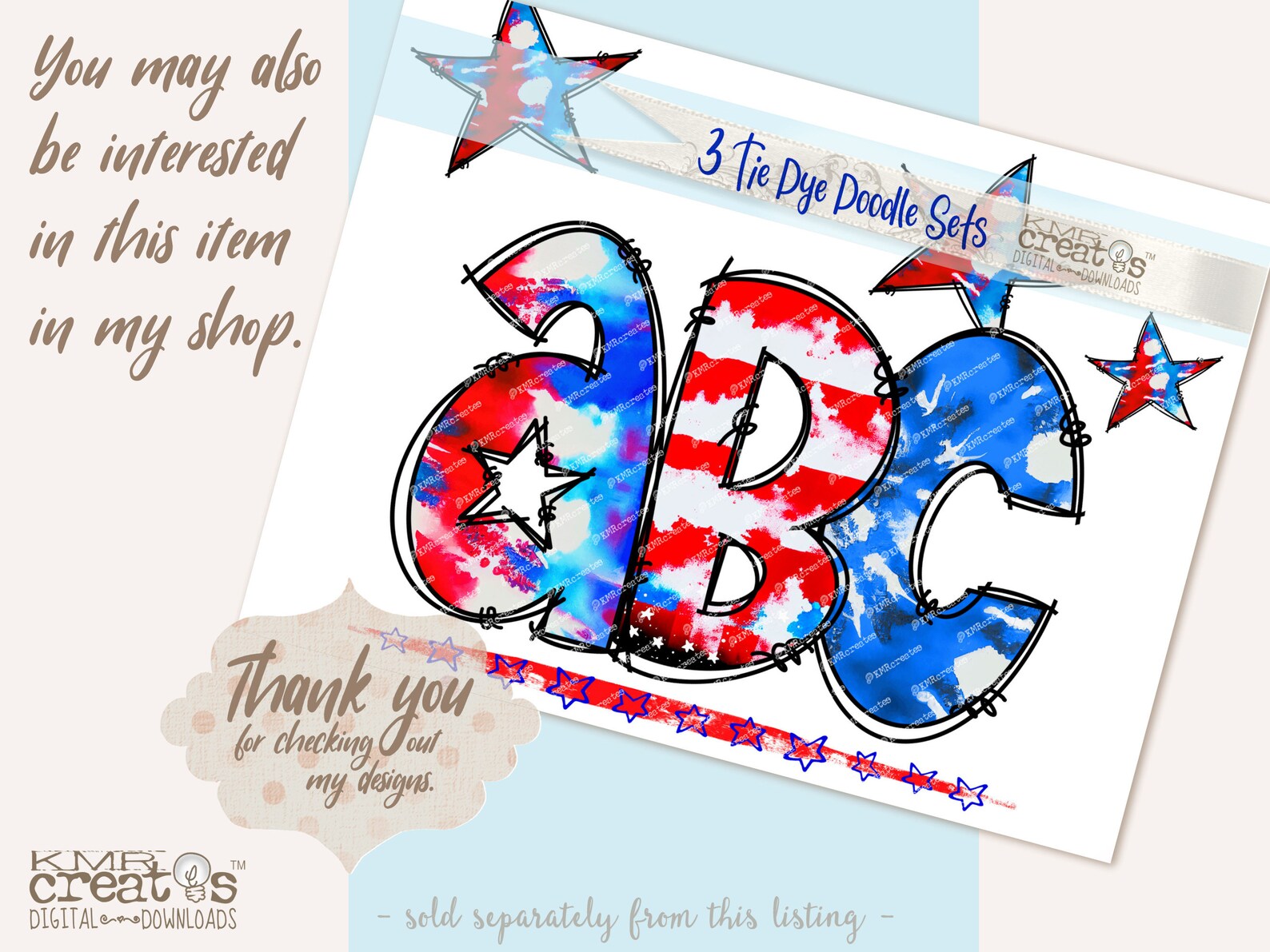 Floral Stripes Bows Patriotic Letters, Patriotic Alphabet, 4th of July ...