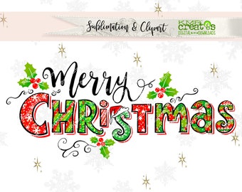 Merry Christmas PNG, cute doodle letters, hand drawn letters, sublimation design, handmade home décor, Merry Christmas art, Christmas print