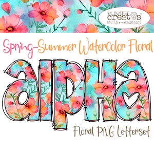 Alfabeto de flores, flores de primavera verano, letras de acuarela, flores de color rosa naranja, alfa floral de verano, letra de primavera png, fuente floral de flores,