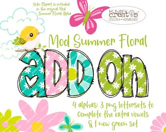 Floral Letters PNG: Retro Mod Alphabet Add-On (Digital Download)