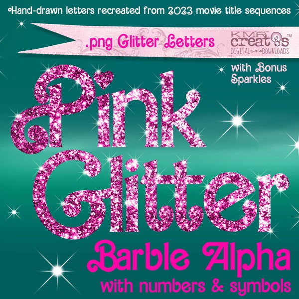 Retro Dolly Pink Glitter Letters, glitter alphabet png, pink glitter clipart, pink alphabet, pink movie alphabet, retro dolly letters