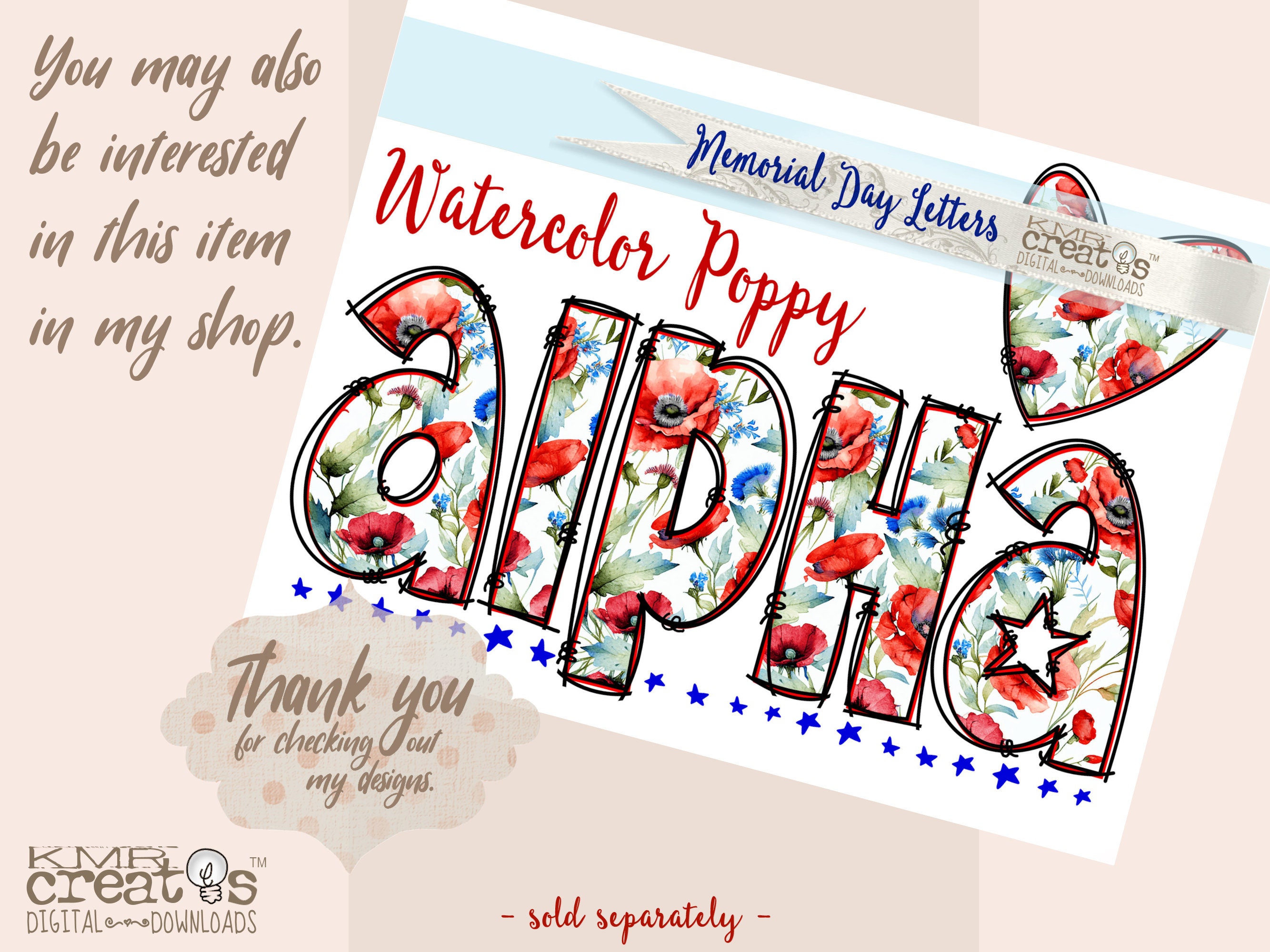 Memorial Day Poppy Sublimation Design, Watercolor Poppy Png, Patriotic ...