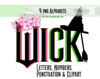 Wicked Witch Alphabet PNG Clipart: Pink & Green Movie Letters (Digital Download)