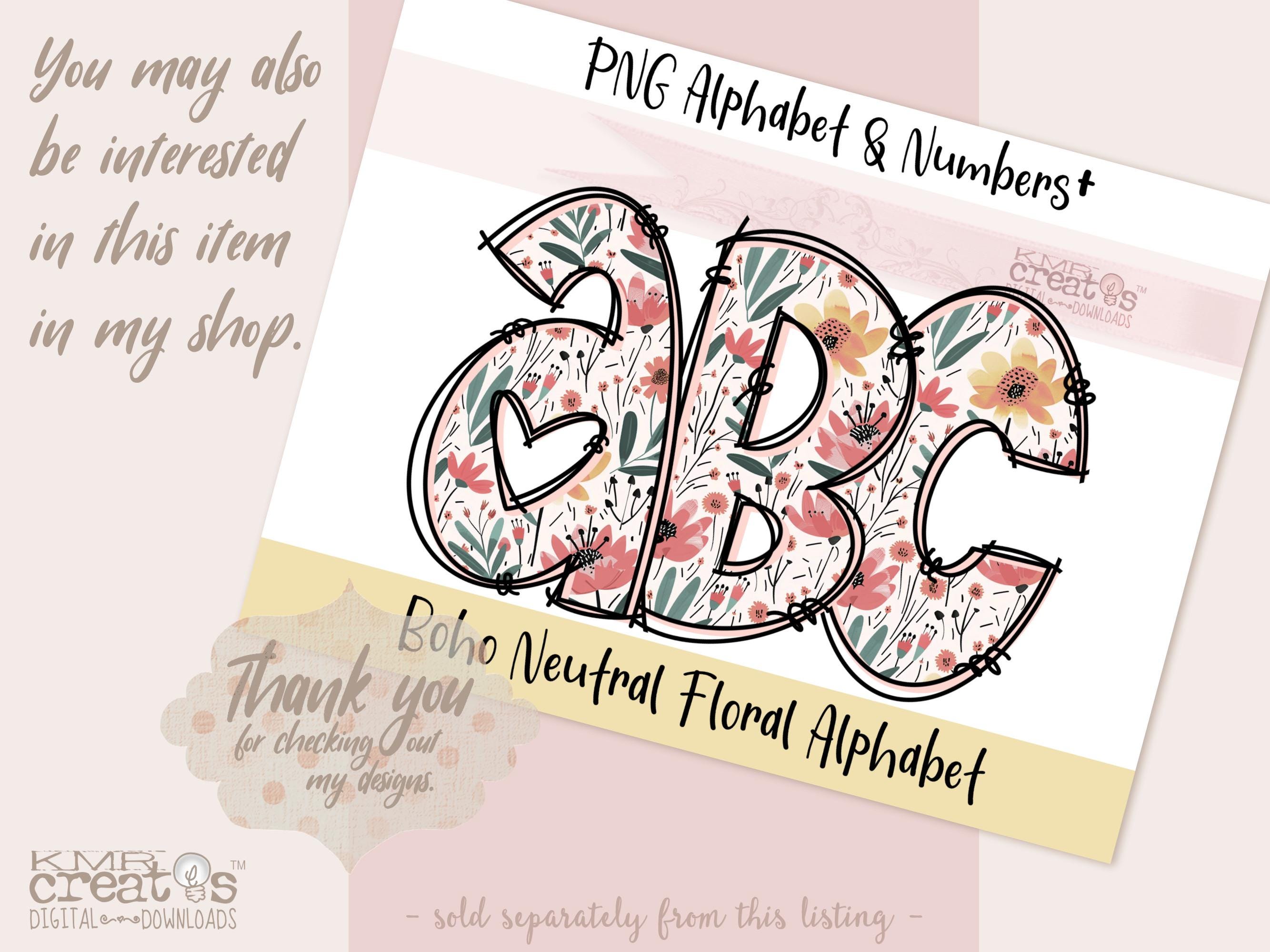 Pink Floral Alphabet PNG: Watercolor Doodle Letters, Preppy Spring ...