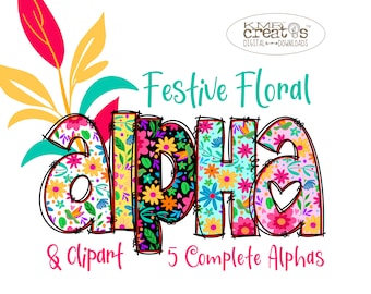 Floral Buchstaben png, Otomi Alphabet png, Fiesta Doodle Bundle, Otomi Alphabet png, Cinco de Mayo Alpha, Frühlingsblumen Alphabet