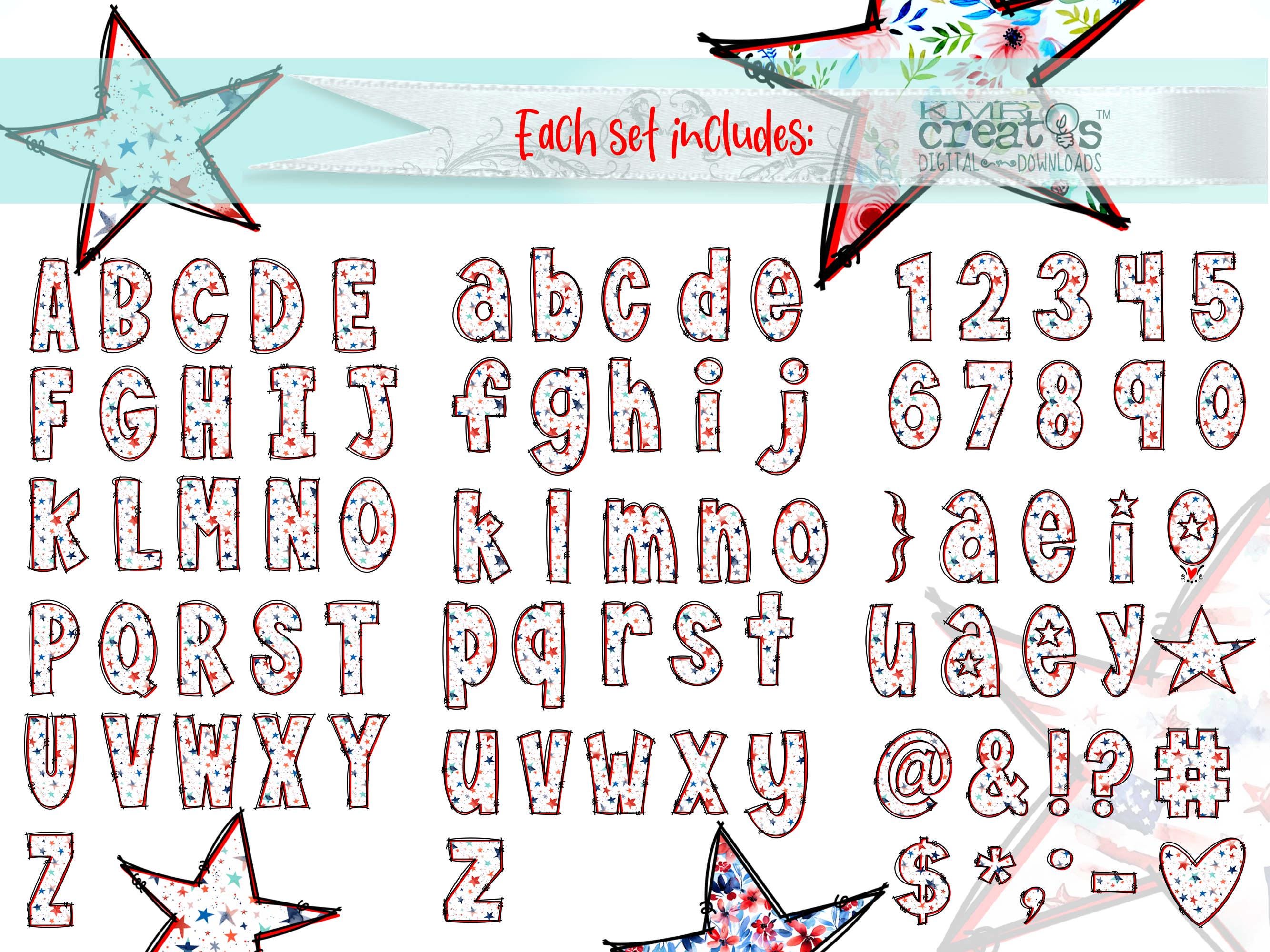 Star Spangled PNG Patriotic Alphabets, Starry Alphabet, Flag