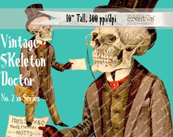 Vintage Halloween, Skelett Arzt png, Halloween Printable, Skelett Clipart, Sublimationsdesign, Junk Journaling, Halloween Arzt, gruselig