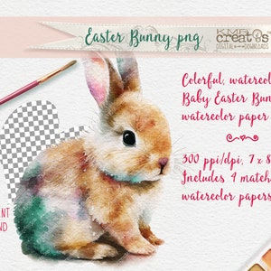 Niedliche Osterhasen, Aquarell Clipart, Ostern Aquarell, Sublimationsdesign, Mantel von vielen Farben, Kinder Sublimation png, Grußkartenkunst