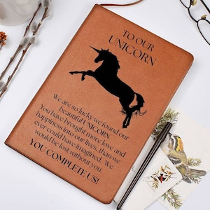 Polyamory Unicorn Gift, Polyamory Notebook, Throuple Polyamory Gift, Triad Girlfriend Gift, Leather Journal, Romantic Polyamory Gift