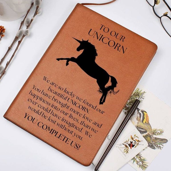 Polyamory Unicorn Gift, Polyamory Notebook, Throuple Polyamory Gift, Triad Girlfriend Gift, Leather Journal, Romantic Polyamory Gift