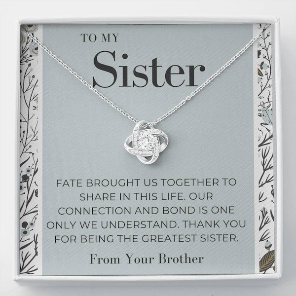Necklace for Sister, Gift from Brother, Sister Birthday Gift Ideas, Jewelry for Siblings, Brother Sister Bond, Card to Sister from Brother
