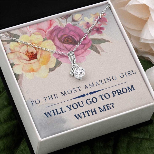 Romantic Prom Proposal Gift for Date, Ask to Prom Necklace from Boyfriend, Prom Jewelry, Prom Night Gift, High School Prom for Girlfriend