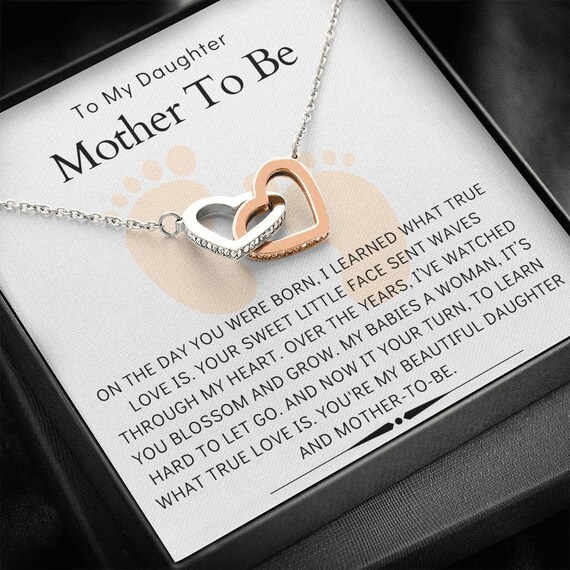 Gift for Expecting Moms Necklace: Expecting Mother Gifts, Present for Expecting Moms, Mom to Be, Pregnant Woman, 2 Interlocking Circles, Silver