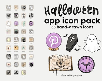 Plus de 35 icônes d'applications esthétiques HALLOWEEN dessinées à la main iOS 14 15
