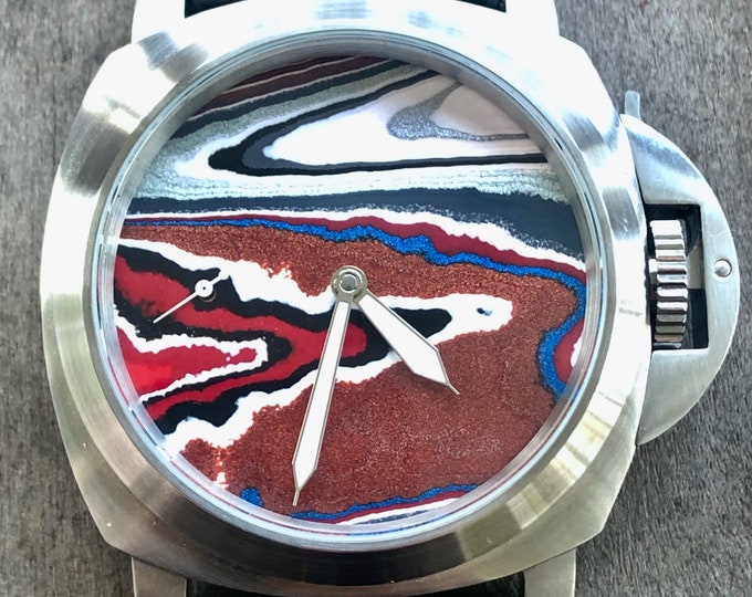 Unique Handmade Fordite Dial Automatic Watch (Detroit agate)