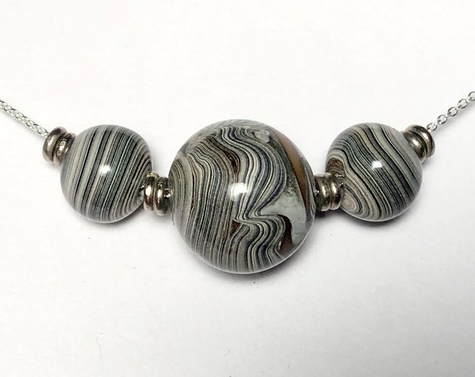 Unique Handmade Fordite bead necklace (18 inch) (Detroit agate)