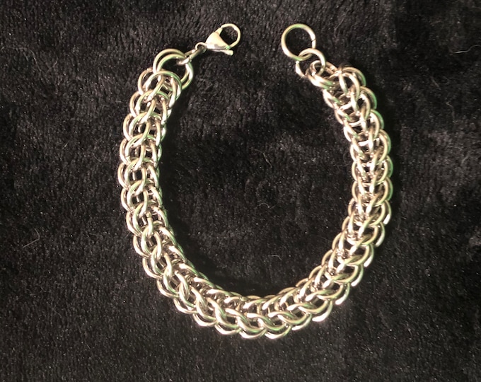 Handmade chainmail bracelet, 12” steel Persian weave