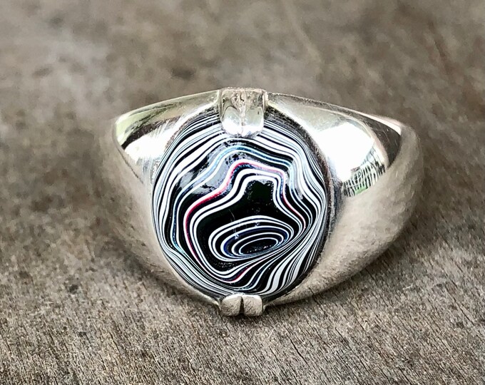 Handmade Fordite ring size 9.5 (Detroit Agate)