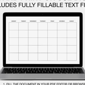 Simple Printable Blank Monthly Calendar, Minimal Calendar Templates, Digital Download, 8.5x11 (Letter) PDF print ready calendar