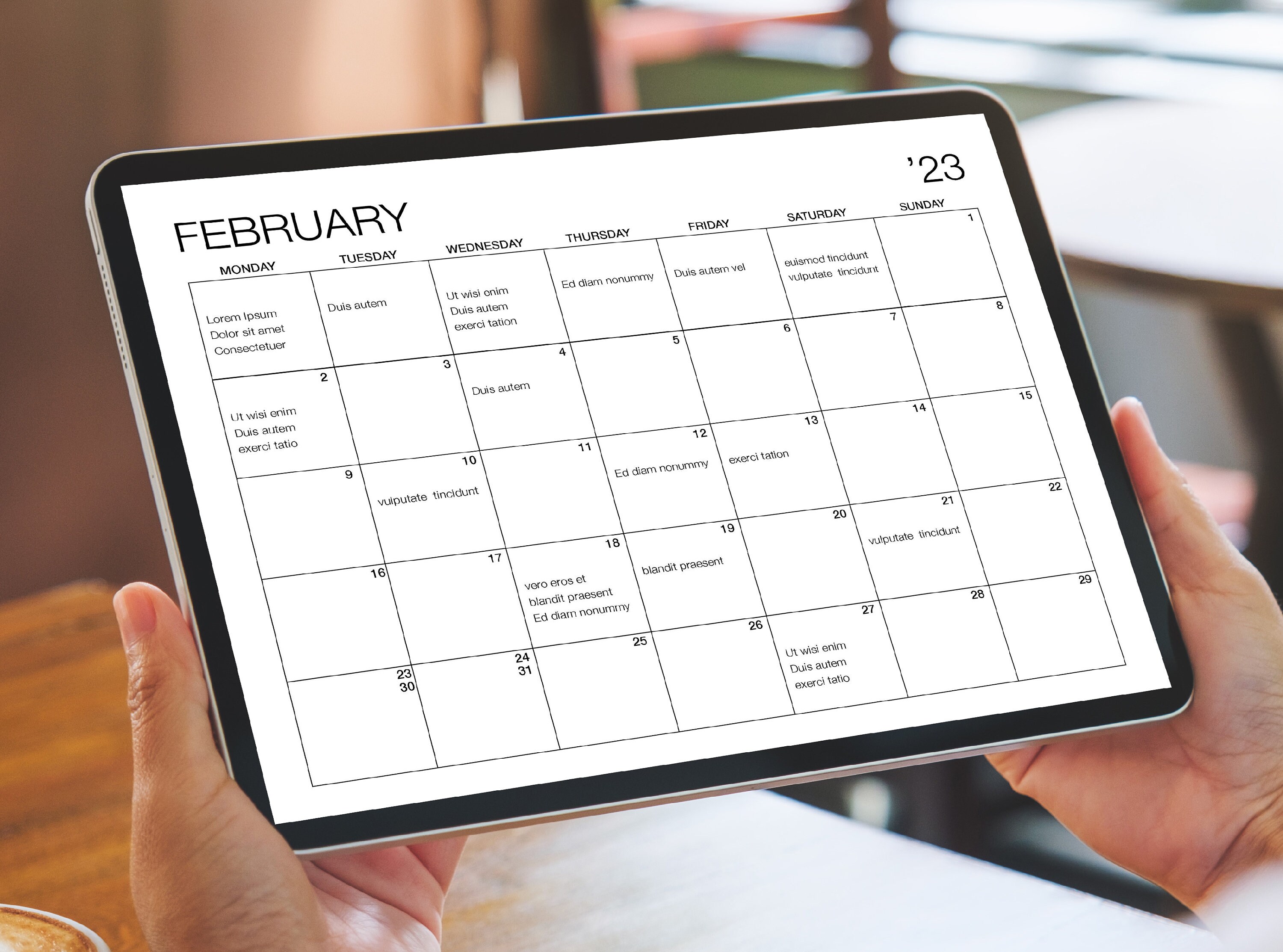 Monthly Printable and Fillable Calendar, Monthly PDF Calendar, 2023