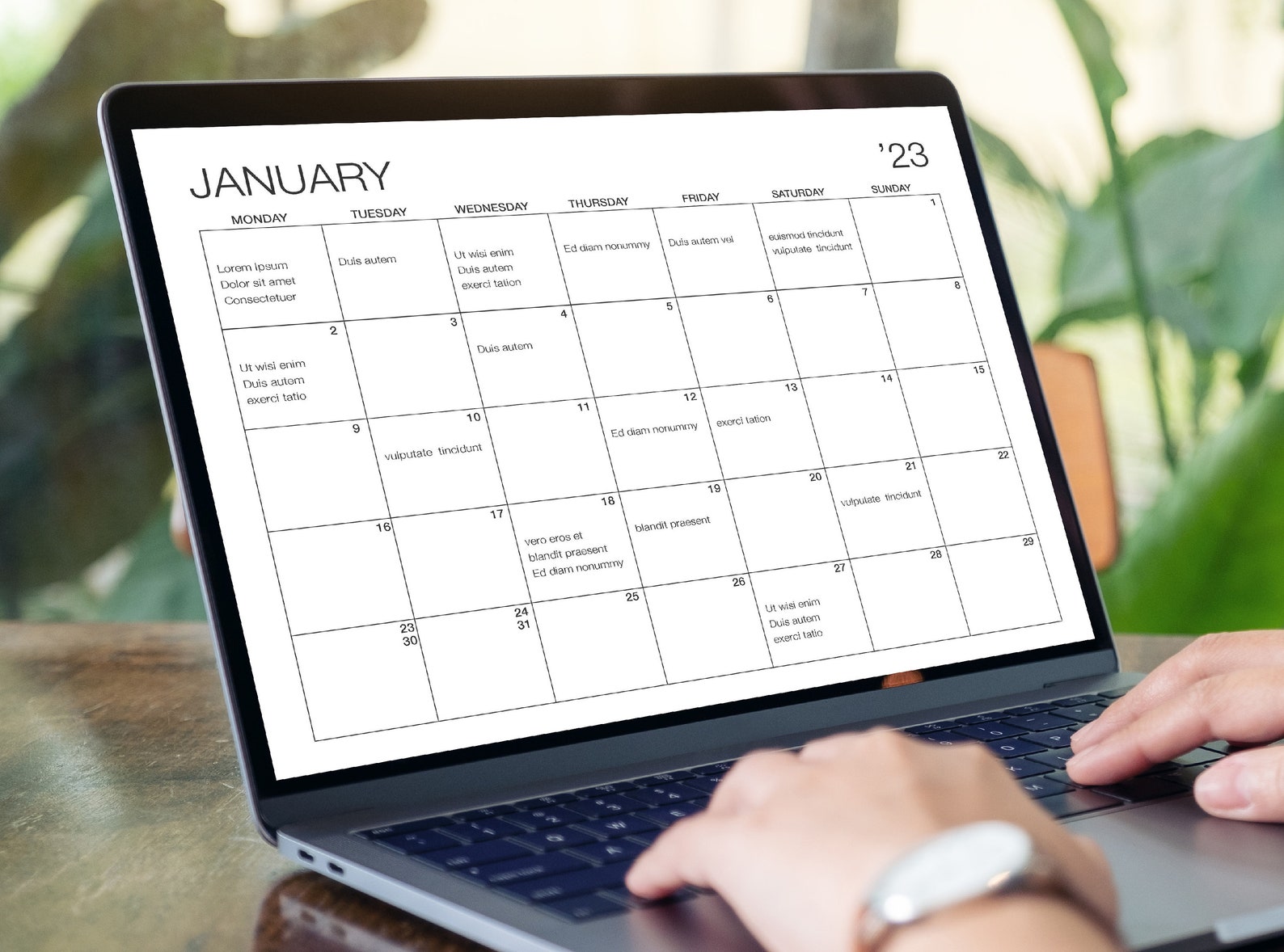 Monthly Printable and Fillable Calendar, Monthly PDF Calendar, 2023