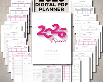 Einfacher Digitaler Planer 2026 Minimalistischer Pdf-Planer Mid Year Planner Template Datiert Täglicher Wochenplaner Monatskalender