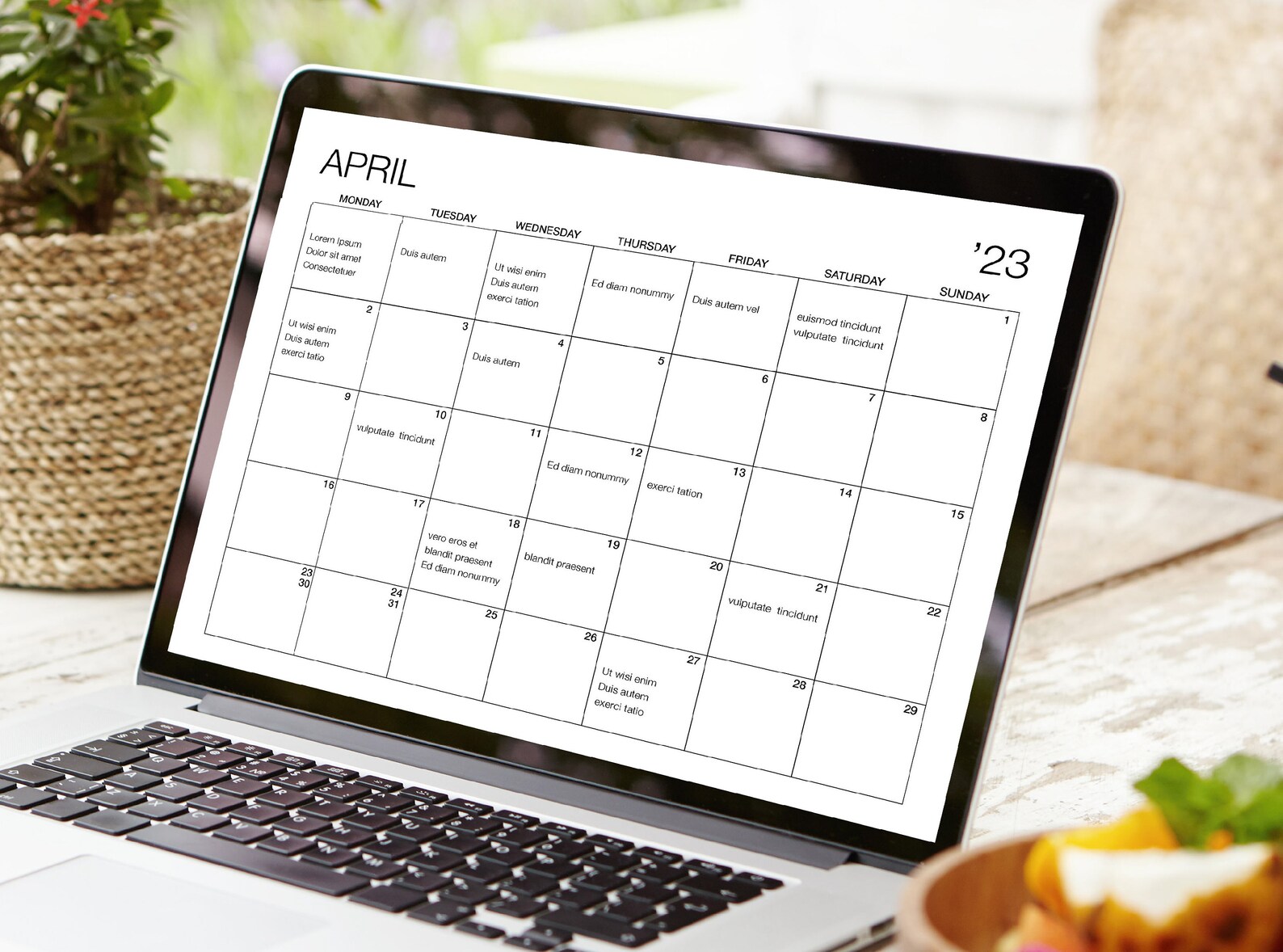 Monthly Printable and Fillable Calendar, Monthly PDF Calendar, 2023