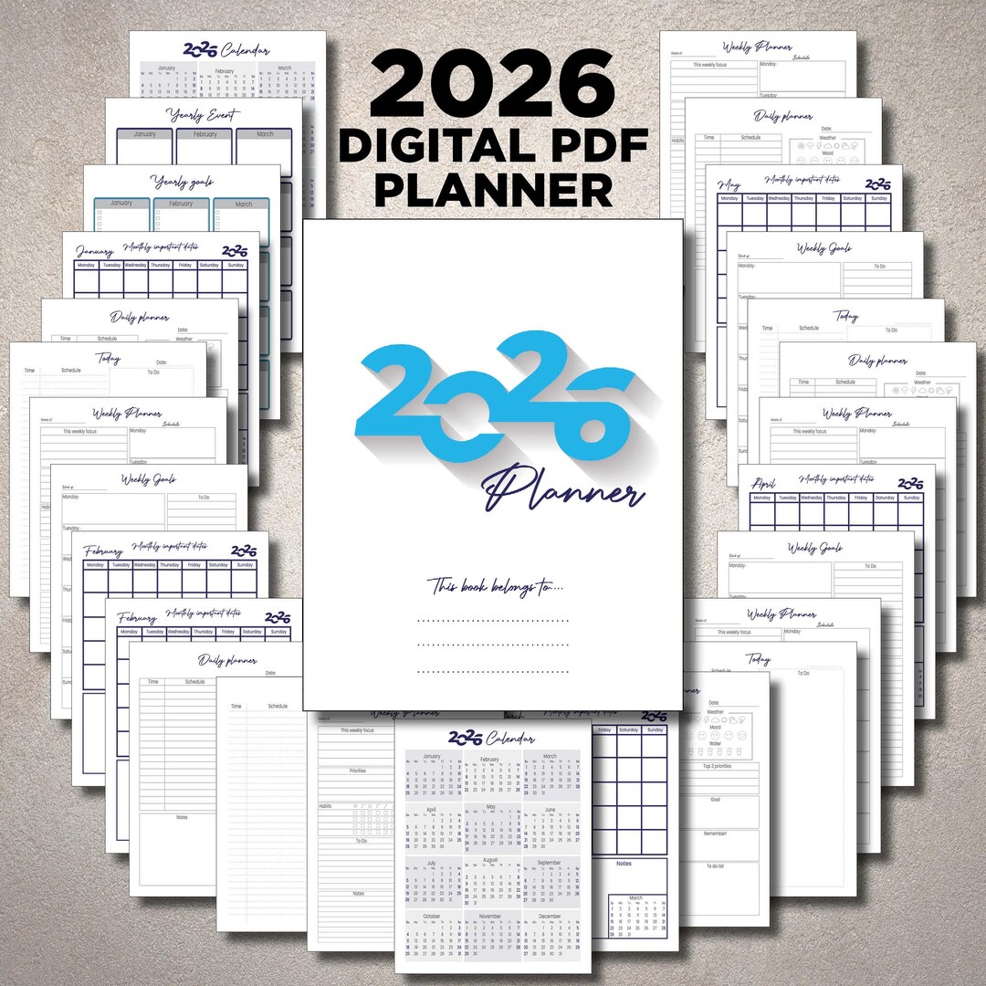 2026 Printable PDF Planner Set, Dated Daily Weekly Monthly Yearly ...