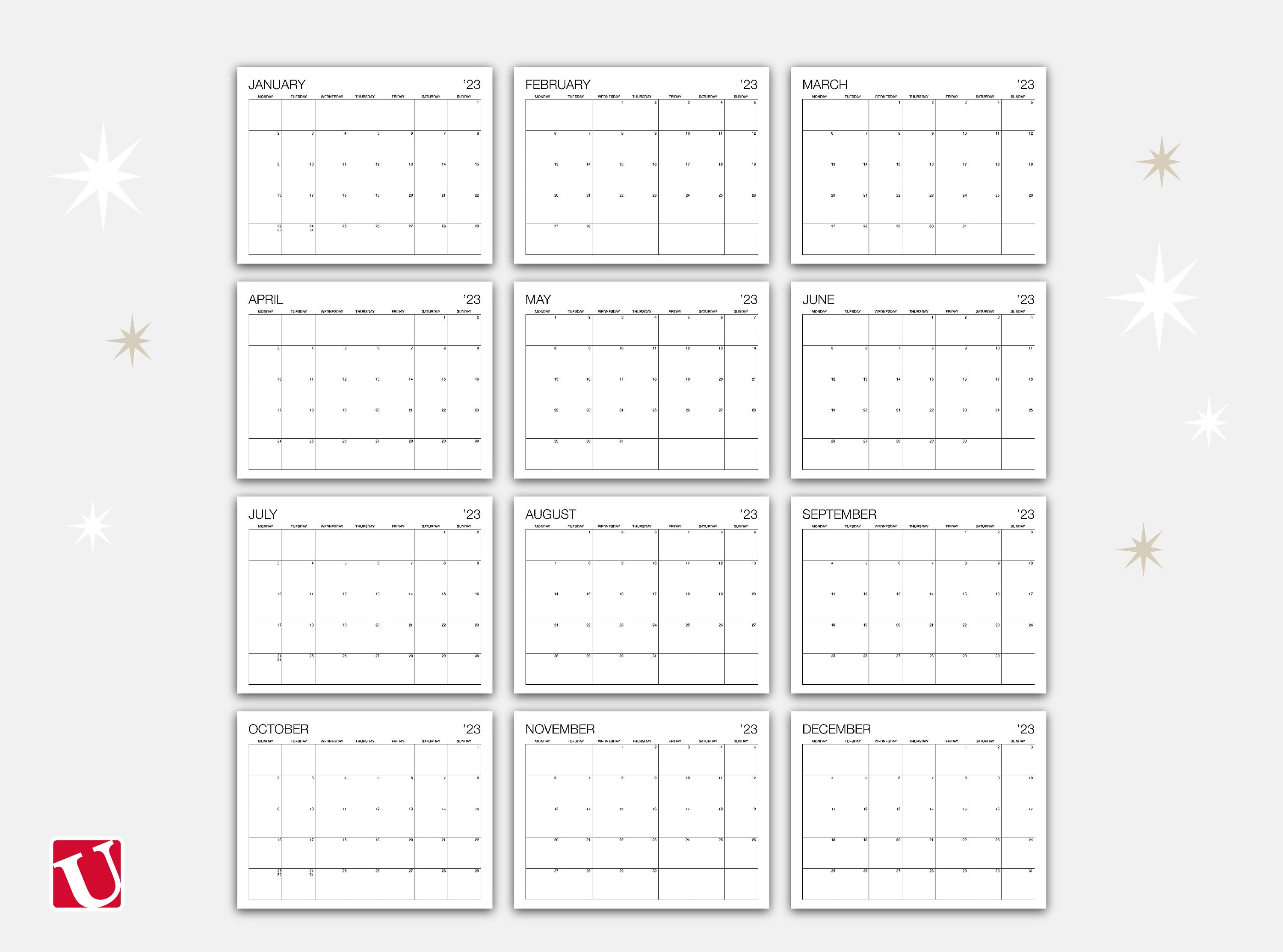 Monthly printable and fillable calendar monthly pdf calendar 2023
