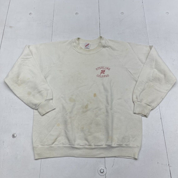 Vintage Jerzees White Sterling College Crew Neck S