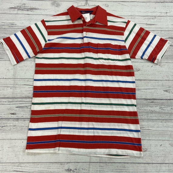 Vintage Arrow Red Stripe Short Sleeve Polo Shirt … - image 1
