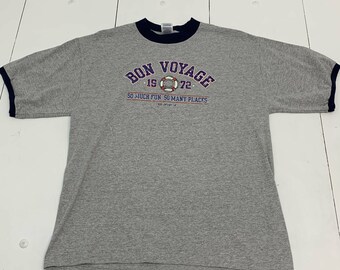 Vintage Delta Men’s T-Shirt Size Large Grey Bon Voyage Carnival